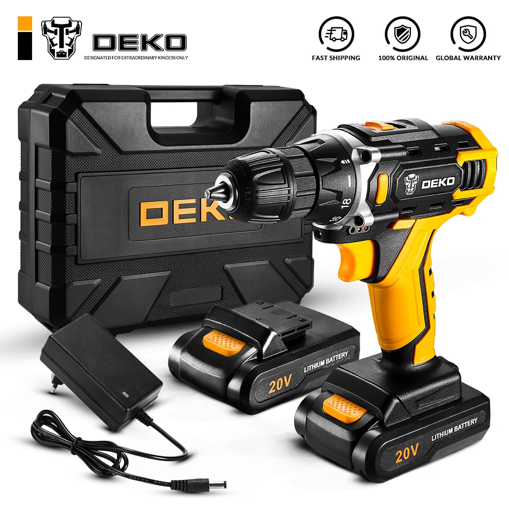 DEKO New Sharker 20V Cordless Drill Driver Screwdriver Mini Wireless Power Driver DC Lithium Ion Battery 18+1 Settings| | - AliExpress