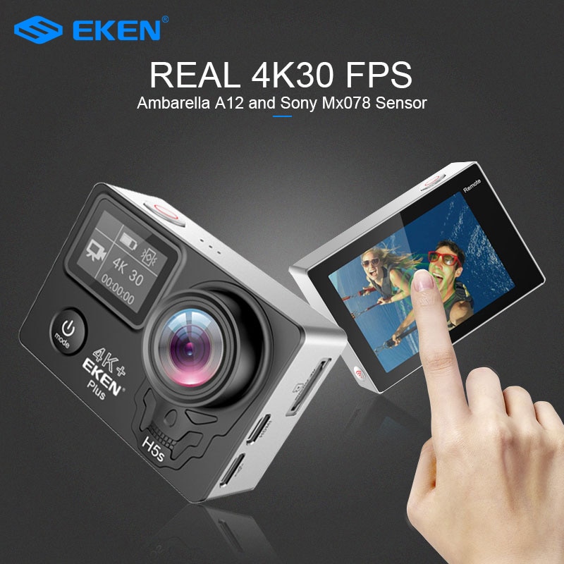 EKEN H5S Plus Action Camera HD 4K 30FPS with Ambarella A12 chip inside 30m waterproof 2.0' touch Screen EIS go sport camera pro|4k 30fps|hd 4ksport camera - AliExpress