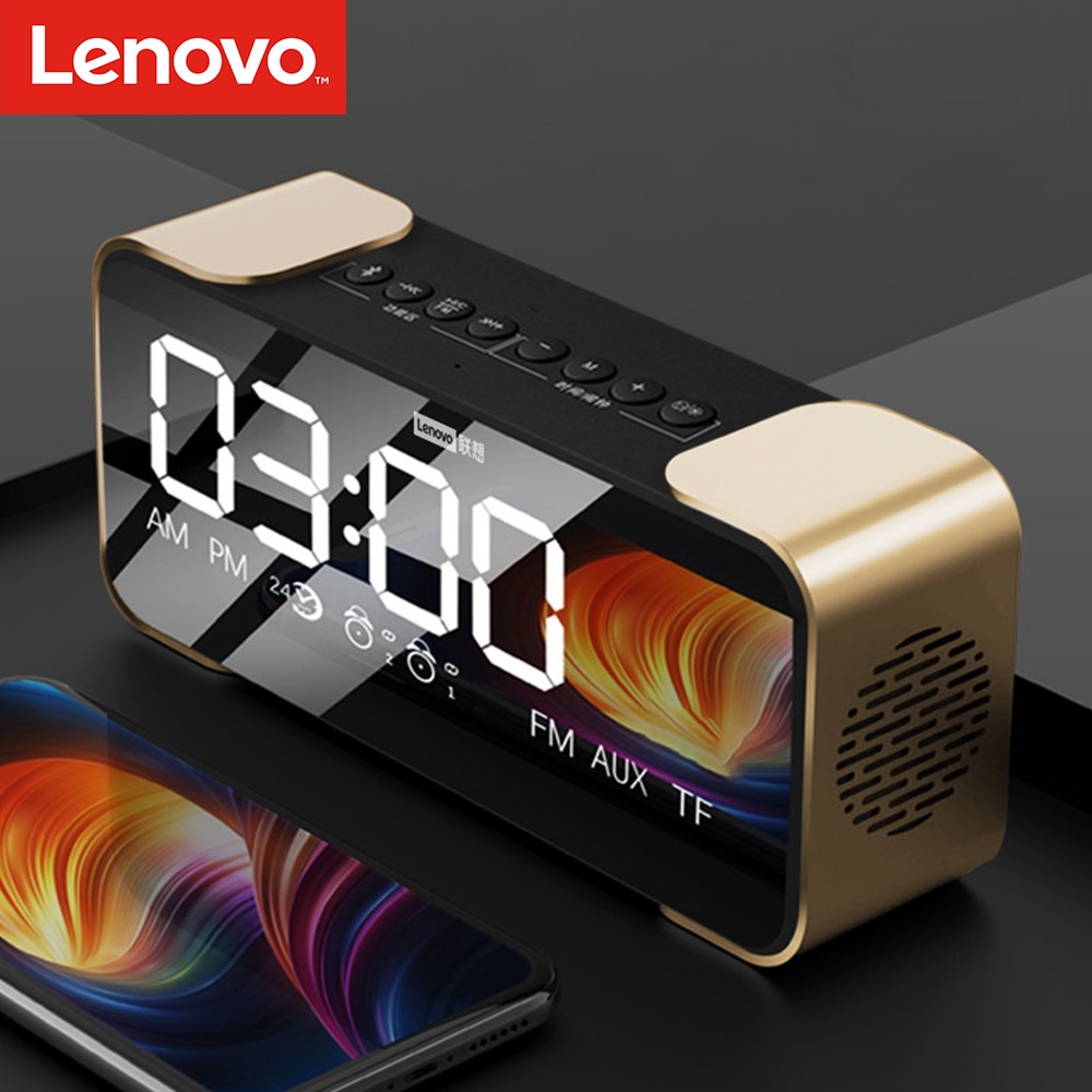 Lenovo BT Speaker Radio Alarm Clock Radio Digital Alarm Clock DIY Ringtone One Click Snooze BT Call Speaker FM Radio for Bedroom|Portable Speakers| - AliExpress