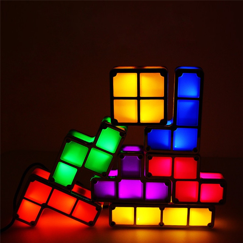 Tetris light led luminous building blocks DIY night light 7color creative toy gift 3D induction random battle bedroom decoration|LED Night Lights| - AliExpress