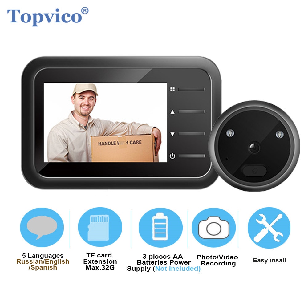Topvico Video Peephole Doorbell Camera Video eye Auto Record Electronic Ring Night View Digital Door Viewer Entry Home Security|Doorbell| - AliExpress