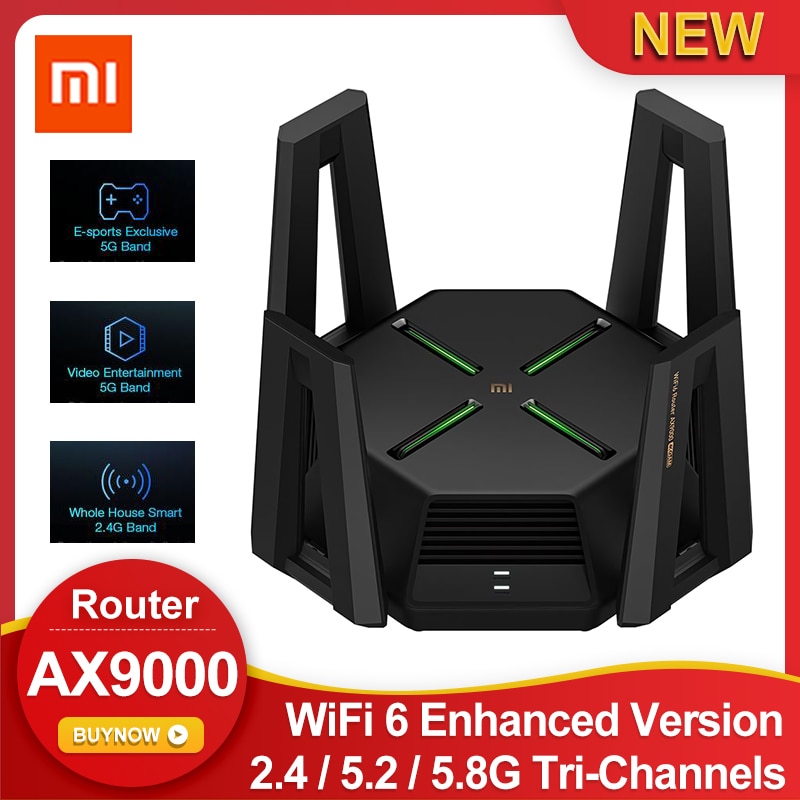 Xiaomi Mi AX9000 Router AIoT WiFi 6 Enhanced Version Tri Channels Quad Core CPU 1GB RAM 4K QAM 9000Mbps 12 High Gain Antennas| | - AliExpress
