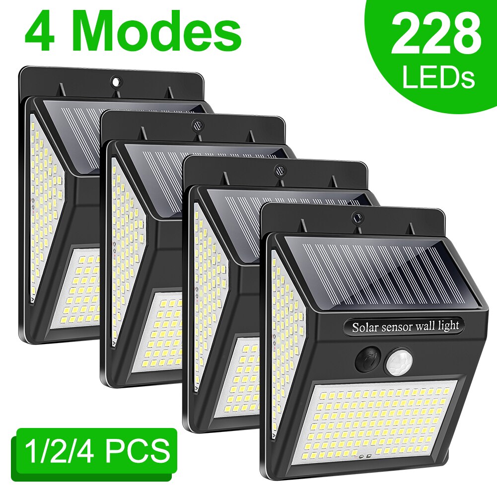 228 144 LED Solar Light Outdoor Solar Lamp PIR Motion Sensor Wall Light Waterproof Solar Powered Sunlight for Garden Decoration|Solar Lamps| - AliExpress