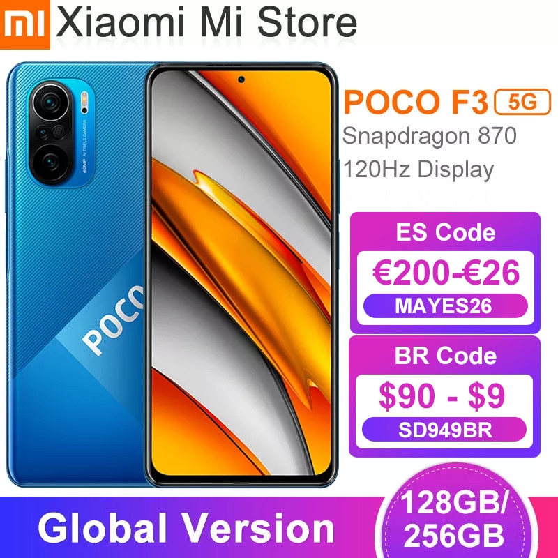 New Global Version POCO F3 5G Smartphone Snapdragon 870 Octa Core 128/256GB 6.67" 120Hz E4 AMOLED Display 48MP Triple Camera NFC|Cellphones| - AliExpress