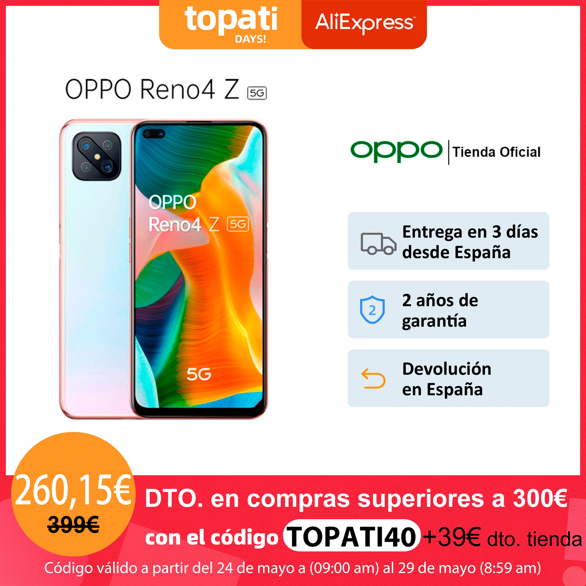 OPPO Reno 4 Z 5G 8GB/128GB, Smartphones, dual front camera, 6.57 "screen, 4000 mAh, Android 10, fast delivery Spain|Cellphones| - AliExpress
