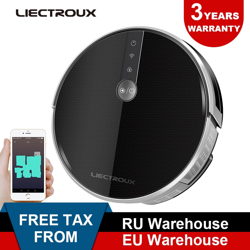 2021 LIECTROUX Robot Vacuum Cleaner C30B, Warranty 3 Year,Wet&dry,Water Tank,Brush,WiFi Mobile Remote,Smart Map, Floor, Pet home