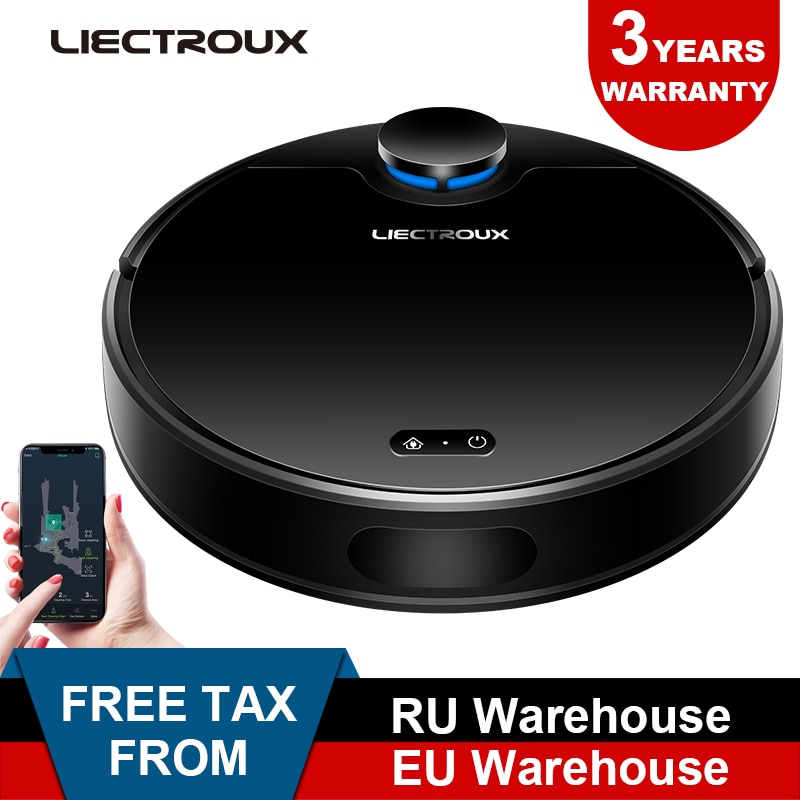 2021 LIECTROUX ZK901 Robot Vacuum Cleaner Wet Mop for Pet Hair Floor&Carpet,Laser Navigation, APP Visual Maps,4KPa Suction