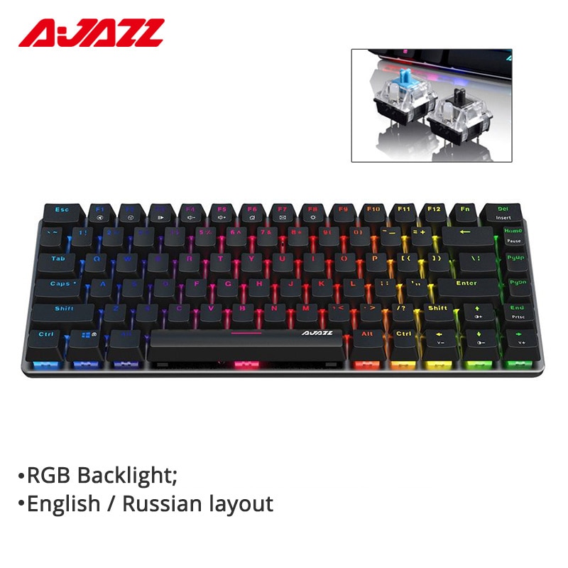Ajazz AK33 82 key gaming Keyboard Wired Mechanical keyboard Russian / English layout blue/black switch RGB backlit windows 10|rgb gaming keyboard|gaming keyboardblack switch - AliExpress