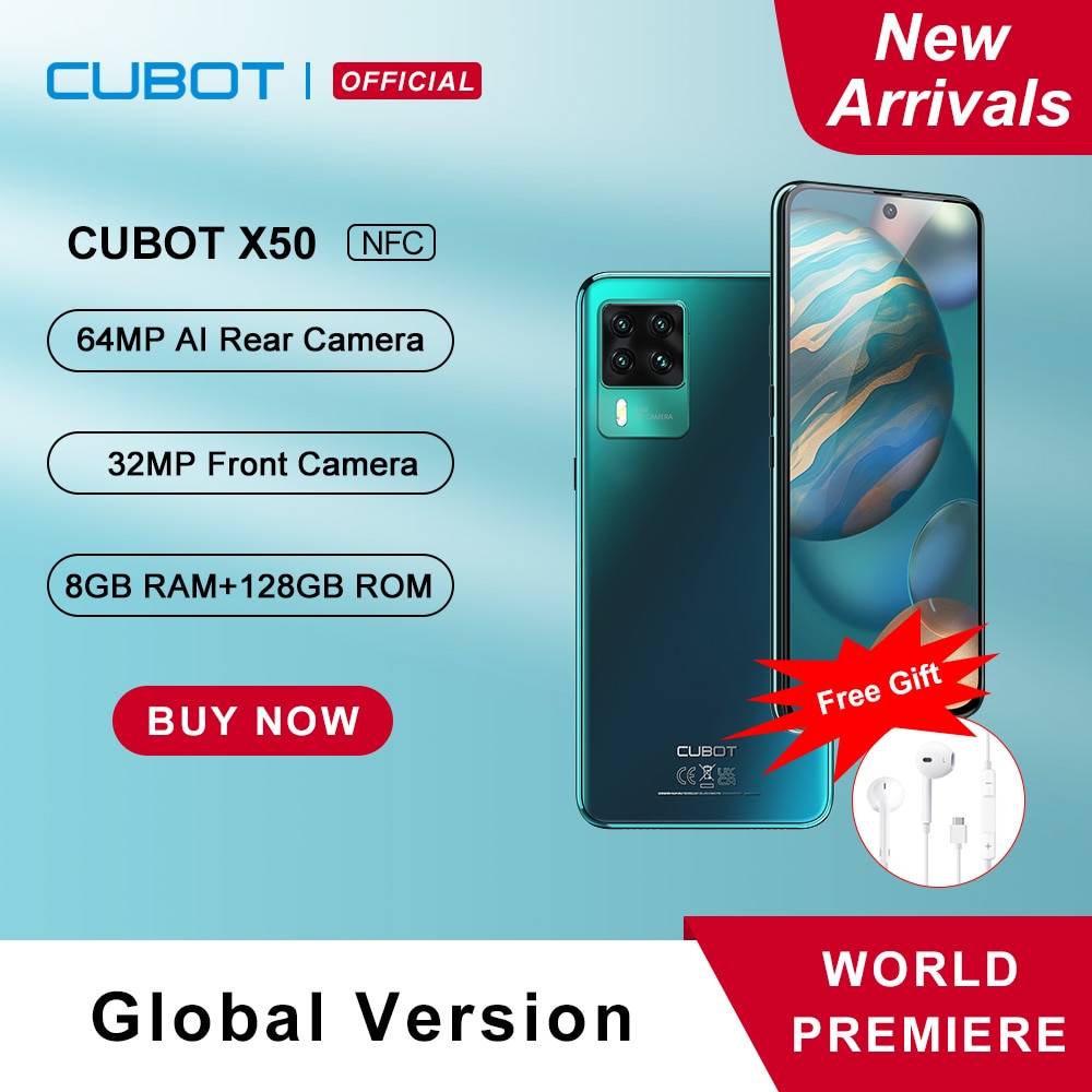 Cubot X50 8GB Smartphone NFC 64MP Quad Camera 32MP Selfie 128GB ROM 6.67"FHD+ Screen Global Version Mobile Phone 4500mAh Celular|Cellphones| - AliExpress