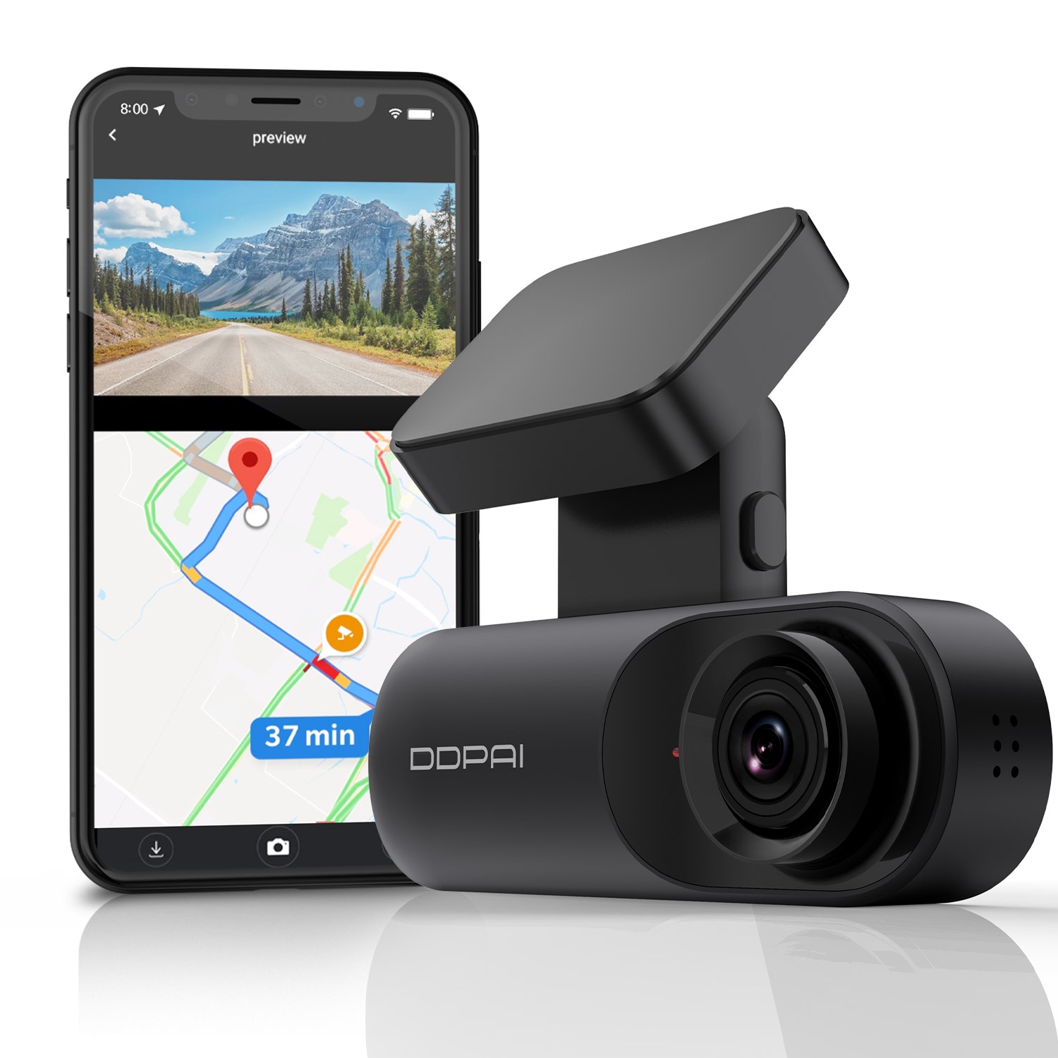 DDPAI Dash Cam Mola N3 GPS 1600P HD, Built-in Wifi & GPS, Dashbord Car Recording 2K, Android, Wifi