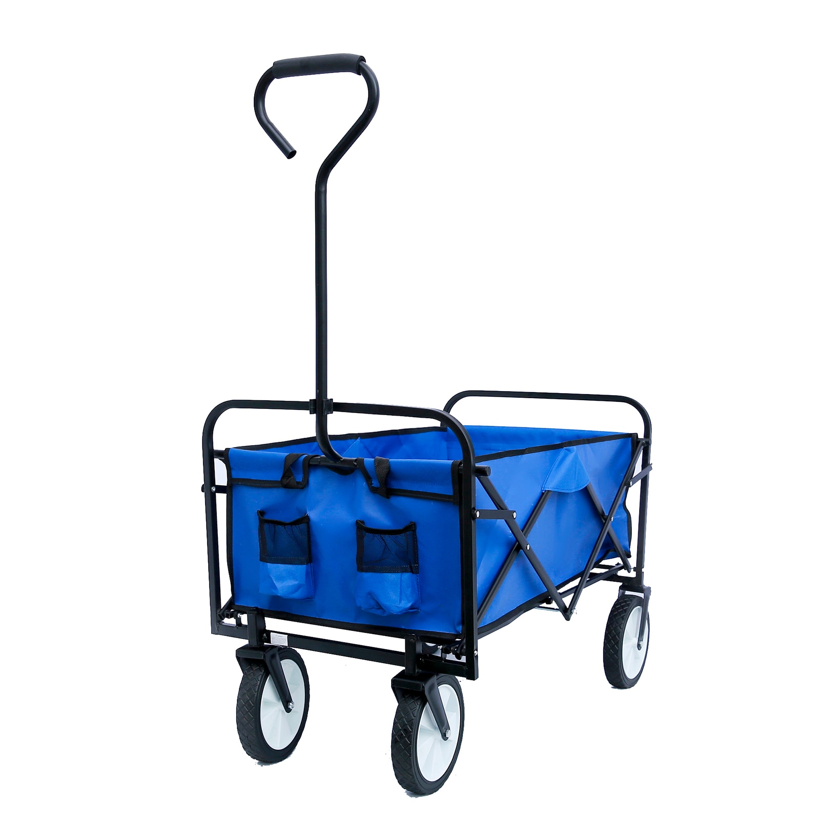 Folding Wagon Collapsible Outdoor Utility Wagon Heavy Duty Garden Portable Hand Cart Blue