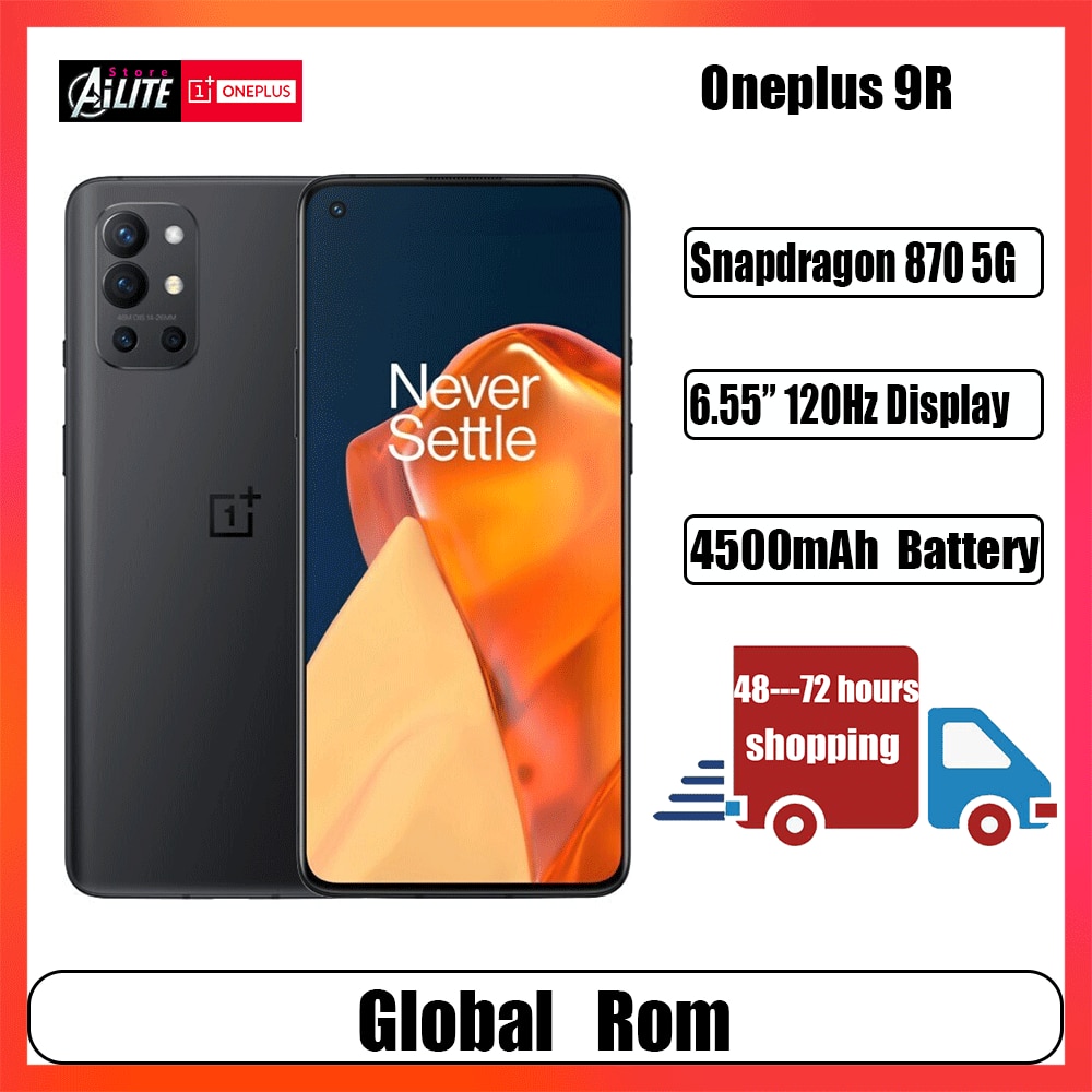 Global Rom OnePlus 9R 5G 8GB 128GB Smartphone Snapdragon 870 120Hz AMOLED Display 4500mAh 65W Super Charge 48MP Rear Camera NFC