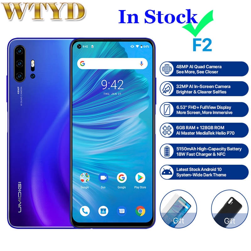 Global Version UMIDIGI F2 Android 10 4G Mobile Phone 48MP AI Quad Camera 6GB 128GB 6.53'' 5150mAh NFC Fingerprint Smartphone|Cellphones| - AliExpress