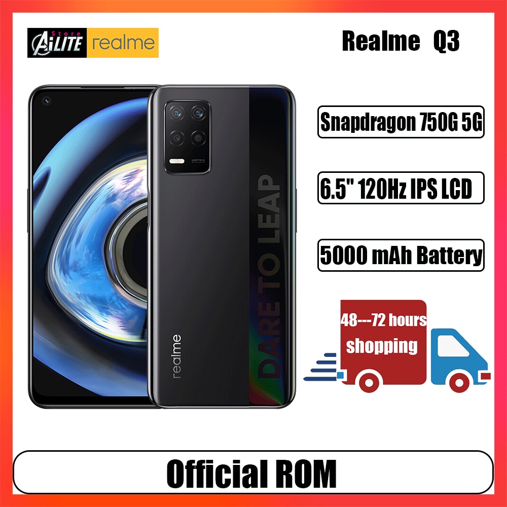 New Origina Realme Q3 5G smartphone 6.5 inches 120HZ Snapdragon 750G 5000mAh Battery 48MP Camera 30W Fast Charger mobile phones