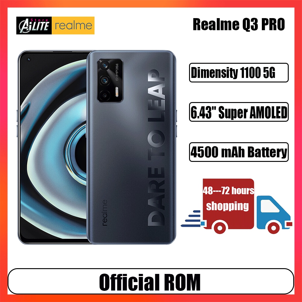 New Origina Realme Q3 PRO 5G smartphone 6.43 inches Super AMOLED 120Hz Dimensity 1100 5G 4500mAh 64MP Camera 30W Fast Charger