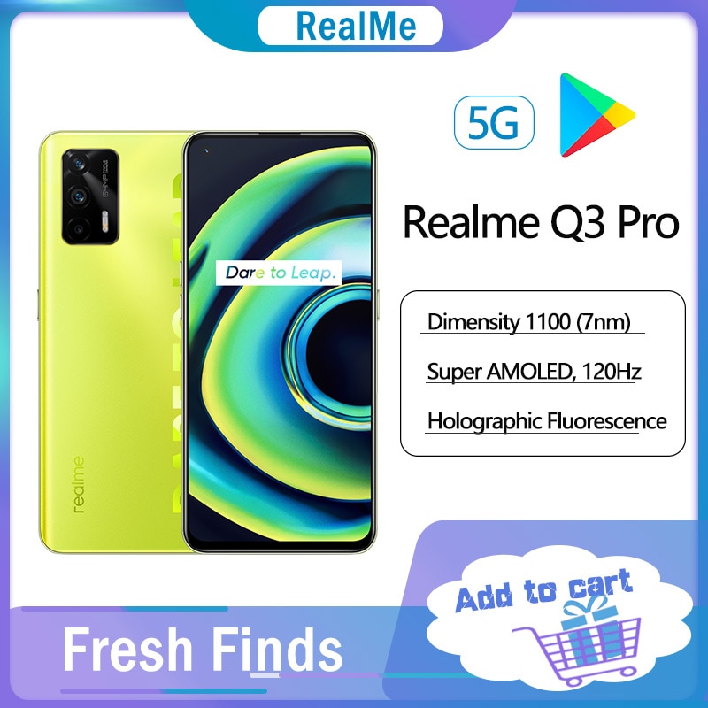 New Origina Realme Q3 Pro 5G smartphone 6.4"FHD+ Super AMOLED 120HZ 4500mAh Battery 64MP Camera 30W Fast Charger google Play