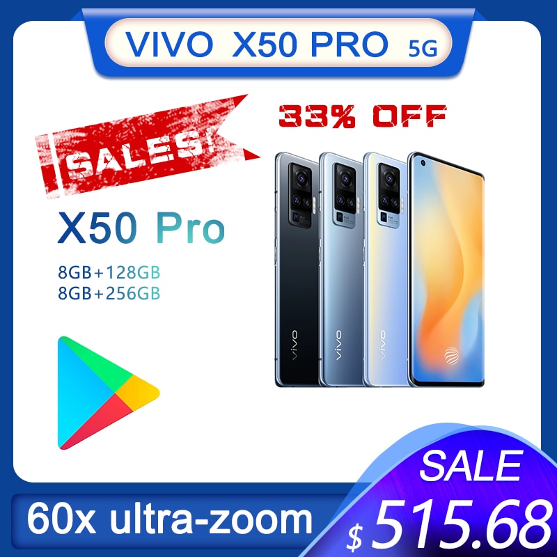 Original Vivo X50 Pro 8GB 128GB 60X ultra-Zoom 48.0MP Mainly Camera Cellphone NFC Snapdragon 765G 33W Fast Charge 5G Smartphone