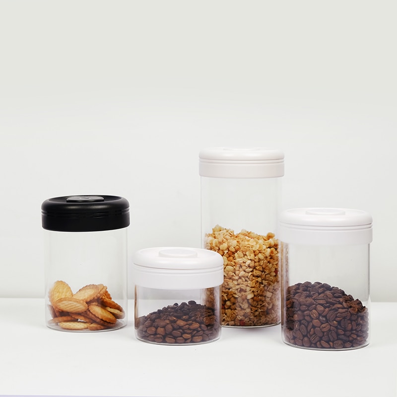 TIMEMORE Glass Container Vacuum Glass Sealed Jar Snacks Tea Coffee Beans Storage Jar Kitchen Storage Glass Jars and Lids