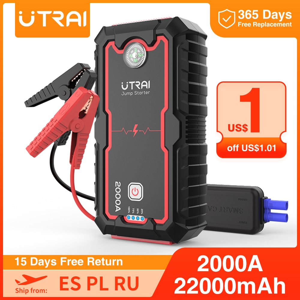 UTRAI 22000mAh Car Jump Starter Portable Emergency Charger Lithium Ion Battery Power Bank Car Booster Starting Device Jstar One