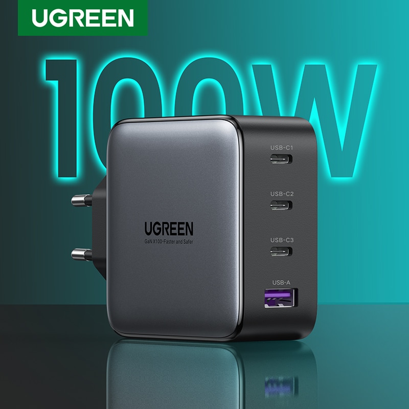 UGREEN GaN Charger 100W USB C PD Fast Charger QC4.0 QC3.0 Quick Charge Portable Phone Charger For iPhone Macbook Laptop Tablet
