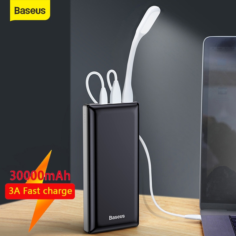 Baseus Power Bank 30000mAh 3A Fast charge PD USB Type C Quick Charge Portable Powerbank External Battery Poverbank For xiaomi IP