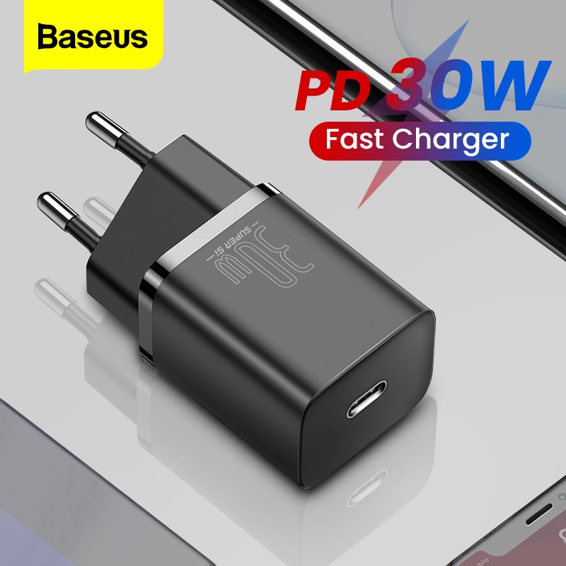 Baseus Super Si 30W USB C Charger For Macbook iPad Pro QC PD 3.0 Fast Charging Type C Charger For iPhone 12 11 Pro XS Max Xiaomi