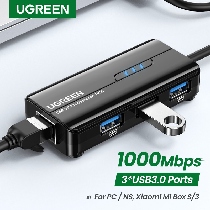 UGREEN USB Ethernet USB3.0 to RJ45 1000Mbps Ethernet Adapter for Laptop Xiaomi Mi Box S Set-top Box USB Lan Network Card USB HUB