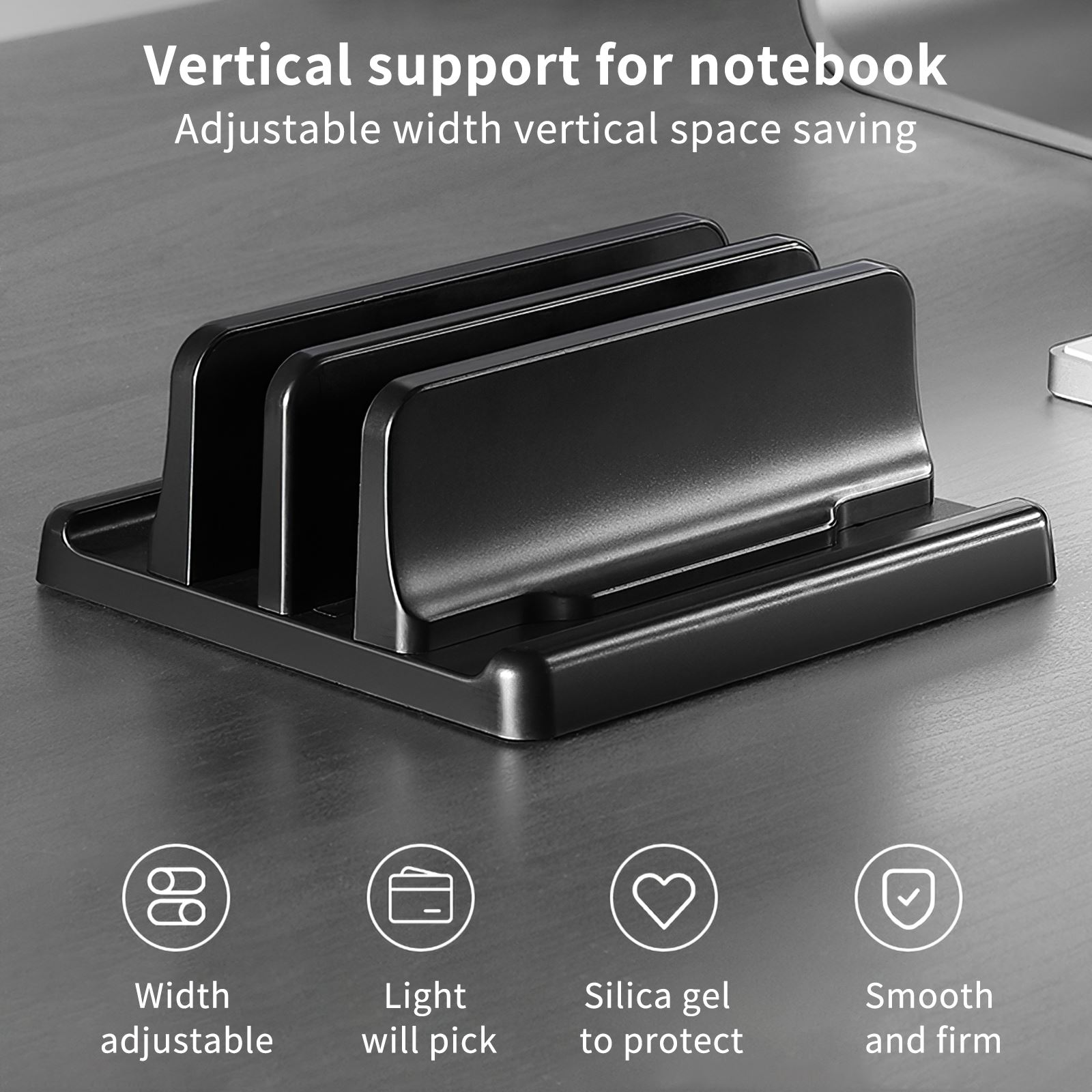 2021 Vertical Laptop Stand For Macbook Air Pro 13 15 16 Desktop Aluminum Stand With Adjustable Dock Size For Notebook Stand