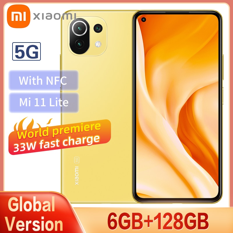 Global Version Xiaomi Mi 11 Lite 5G Smartphone 6GB+128GB Snapdragon 780G Eight Core 64MP NFC AMOLED Full Screen 90HZ Refresh