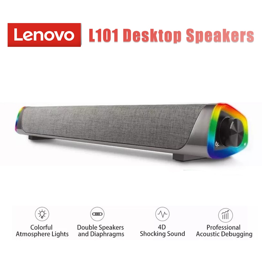 Lenovo L101 Computer Speaker Music Surround Stereo Subwoofer Speaker For Macbook Laptop Notebook PC Player Wired Loudspeaker