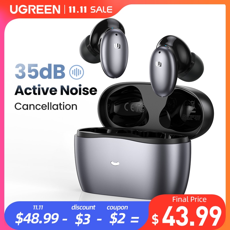 【NEW】UGREEN HiTune X6 Wireless Headphones Bluetooth 5.1 Earphones TWS Earbuds ANC 35dB Hybrid Active Noise Cancellation 6 Mics