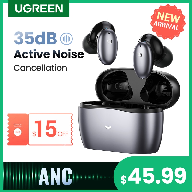 【NEW】UGREEN HiTune X6 Wireless Headphones Bluetooth 5.1 Earphones TWS Earbuds ANC 35dB Hybrid Active Noise Cancellation 6 Mics