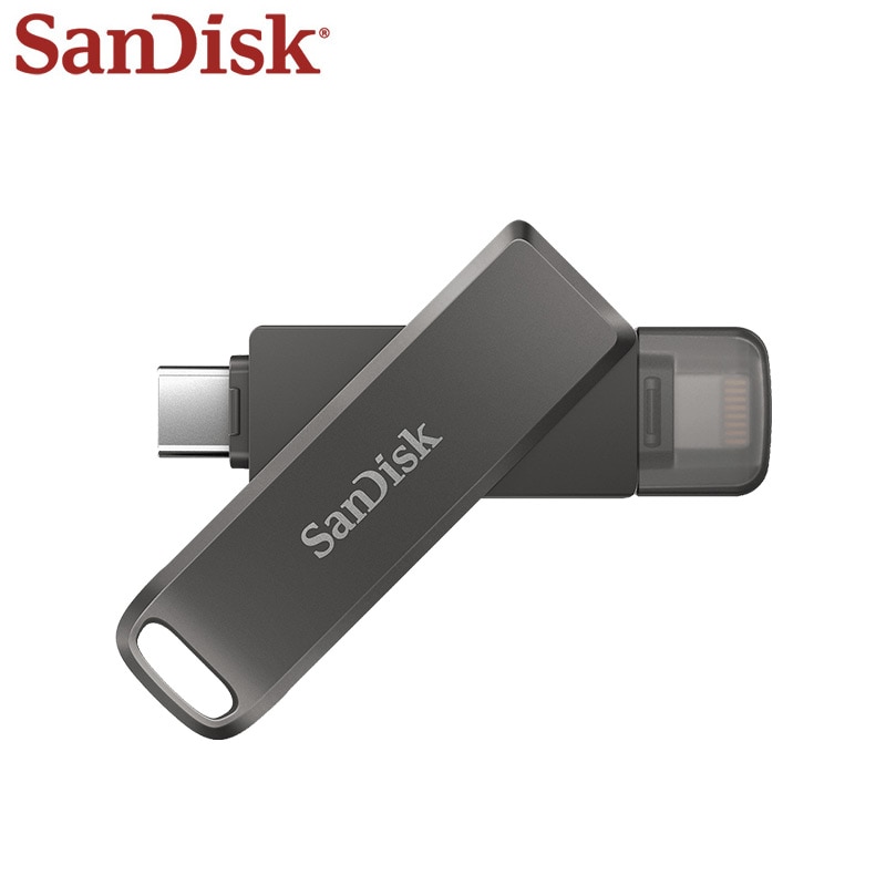 Original SanDisk iXpand Flash Drive Luxe 64GB 128GB 256GB OTG USB Type C Lightning Memory Stick Storage Disk Metal Pen Drive