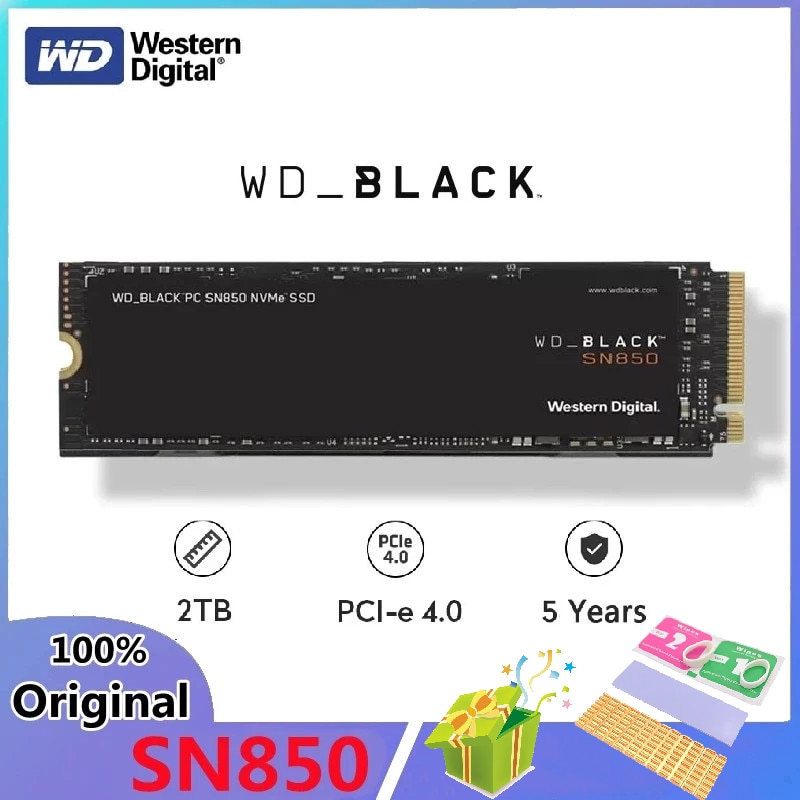 Original Western Digital SN850 2TB 1TB 500GB Internal Solid State Drive M2 Black M.2 2280 NVMe Gen3 PCle 3D Nand Up to 7000 MB/s