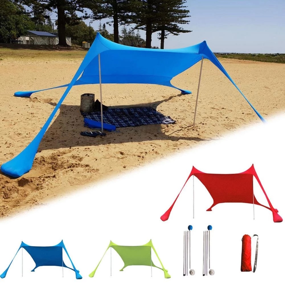 Portable Camping Pergola Outdoor Windproof Beach Tent Sunshade And Gazebo Tent 210*150*170cm With Sand Anchors Ultralight Tarp