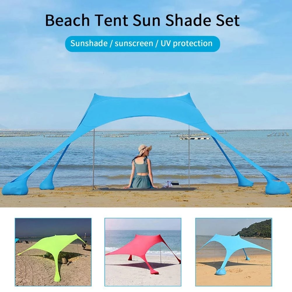 Portable Camping Pergola Outdoor Windproof Beach Tent Sunshade And Gazebo Tent 210*150*170cm With Sand Anchors Ultralight Tarp