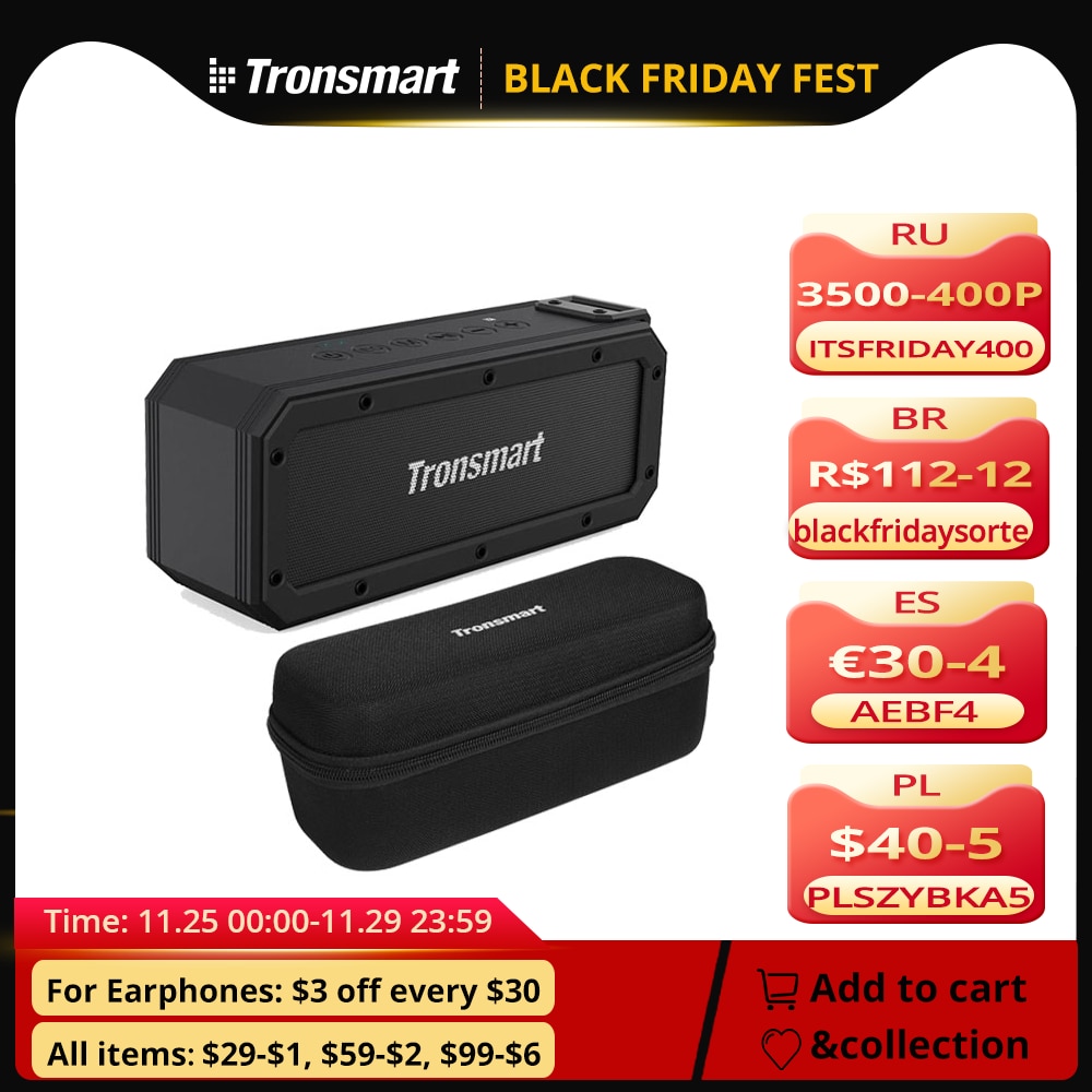 Tronsmart Element Force+ Portable Bluetooth 5.0 SoundPulse Speaker with IPX7 Waterproof,TWS,NFC,40W Max Output,Voice Assistant