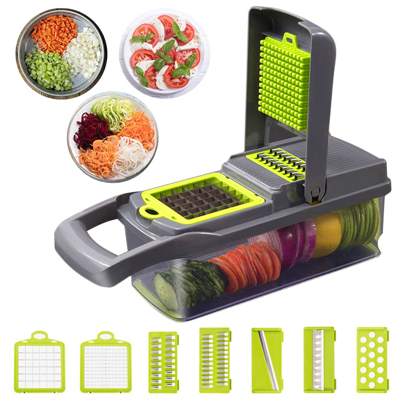 Vegetable Cutter Multifunctional Slicer Fruit Potato Peeler Carrot Grater Kitchen Accessories Basket 8 In 1 Vegetable Slicer