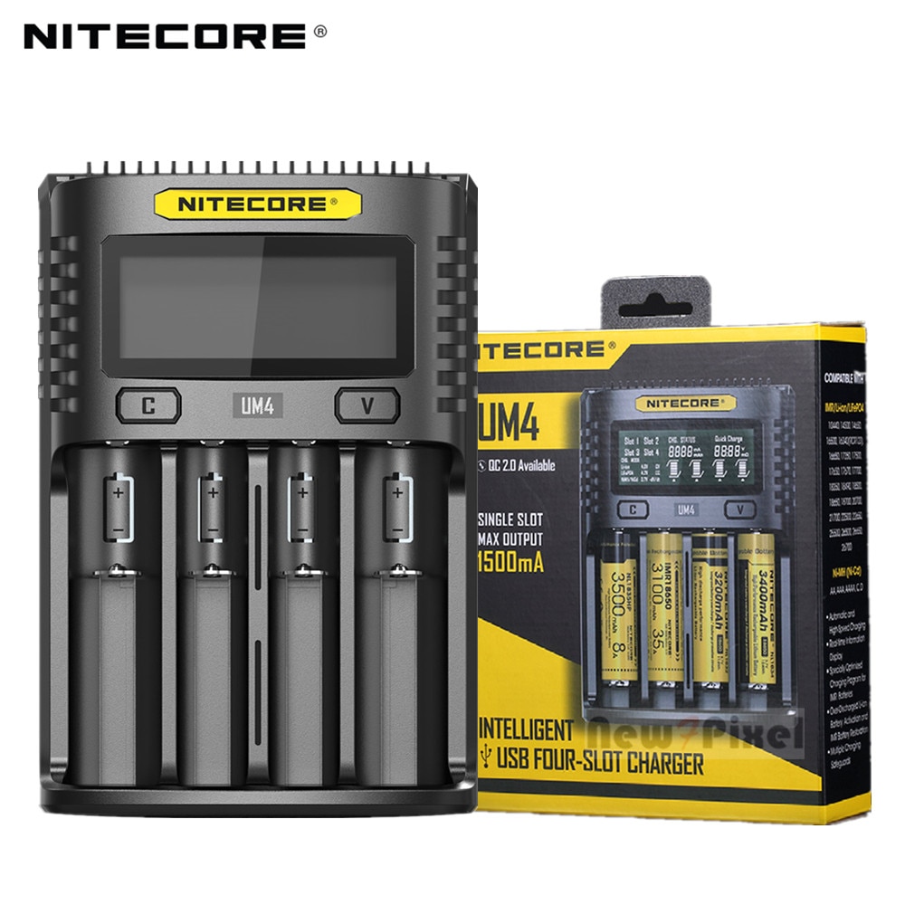 100% Original Nitecore UM4 UM2 USB QC Battery Charger Intelligent Circuitry Global Insurance li-ion AA AAA 18650 21700 26650