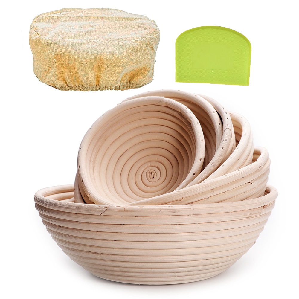 Banneton Bread Proofing Basket, Sourdough Brotform Natural Rattan Basket for Bread Baking Includes Cloth Liner & Dough Scraper|Baking Inserts| - AliExpress