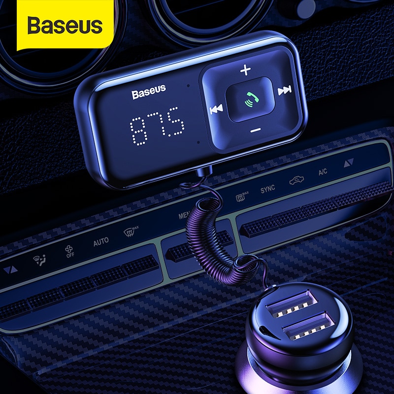 Baseus Car Bluetooth FM Transmitter Wireless MP3 Player Receiver Dual USB Car Charger Cigarette Lighter For iPhone Samsung|Car Chargers| - AliExpress