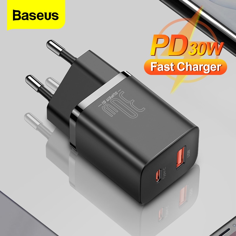 Baseus Super Si 30W USB C Charger Adapter for iPhone 13 12 Pro Max Type C QC 3.0 PD Fast Charge for Xiaomi Phone Quick Charger