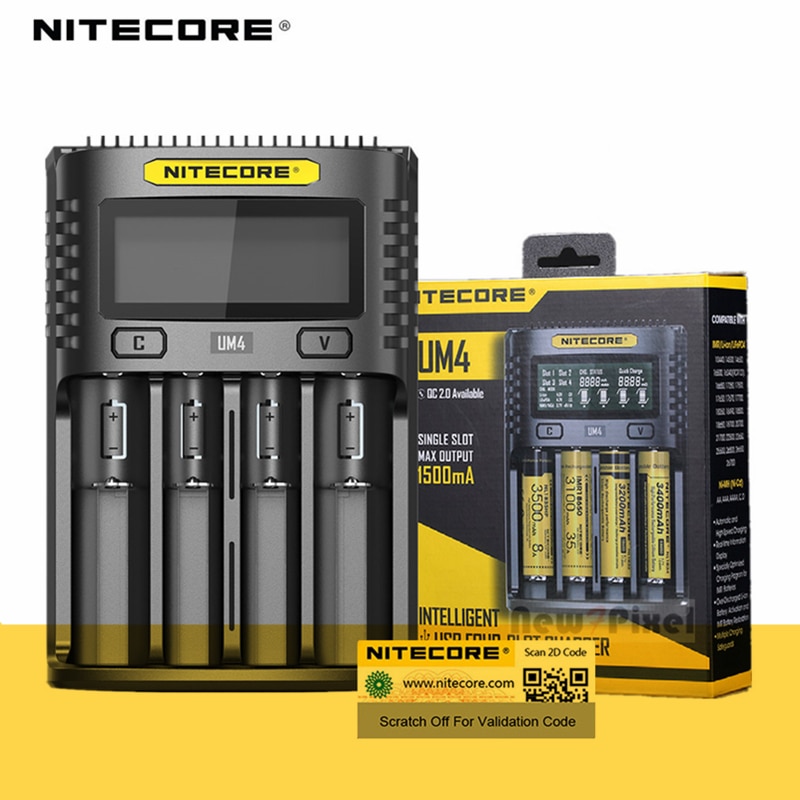 NITECORE UMS4 UM4 UMS2 UM2 SC4 Intelligent QC Charger For 18650 16340 21700 20700 22650 26500 18350 aa aaa Battery Charger