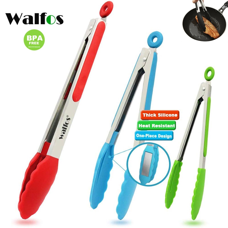 WALFOS Food Grade 100% Non Stick Silicone Tongs Kitchen Tongs Utensil Cooking Tong Clip Clamp Accessories Salad Serving BBQ Tool|Tongs| - AliExpress