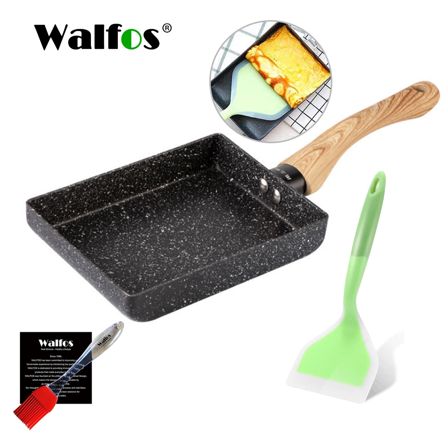 Walfos Frying Pan Tamagoyaki Omelette Black Non Stick Pan Fry Egg Pan Pancake Kitchen Pot Only Use for Gas Cooker|Pans| - AliExpress