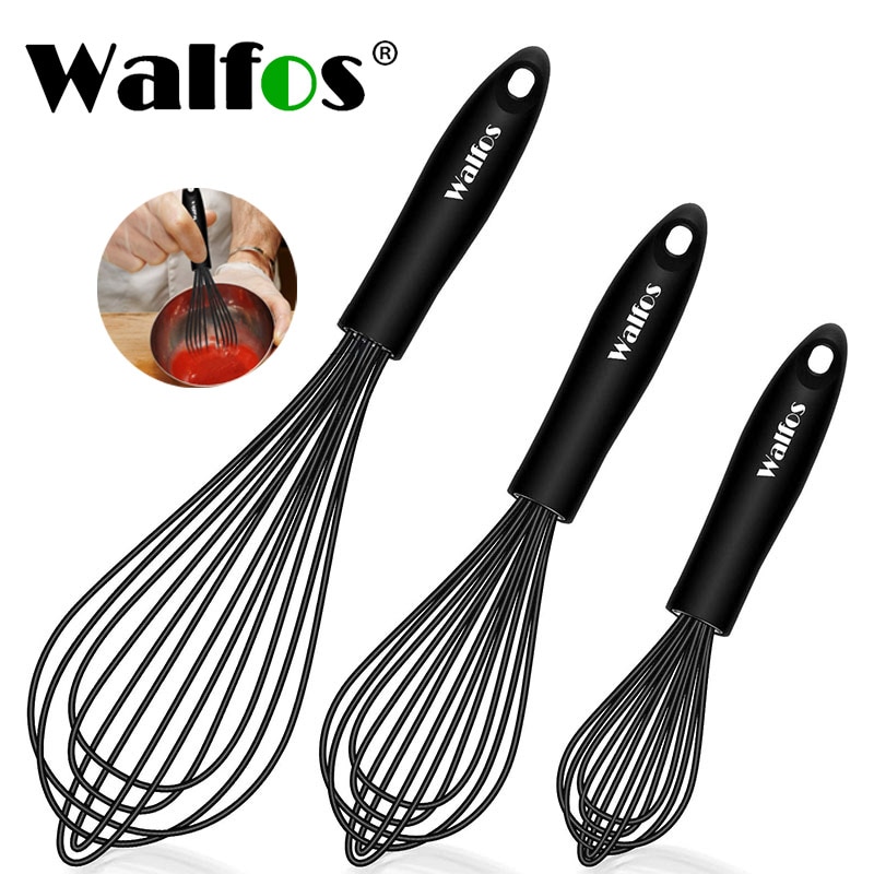 Walfos Silicone Whisk Stainless Steel Wire Whisk Heat Resistant Kitchen Whisks For Non Stick Egg Foamer Stirrer Kitchen Tool|Egg Beaters| - AliExpress