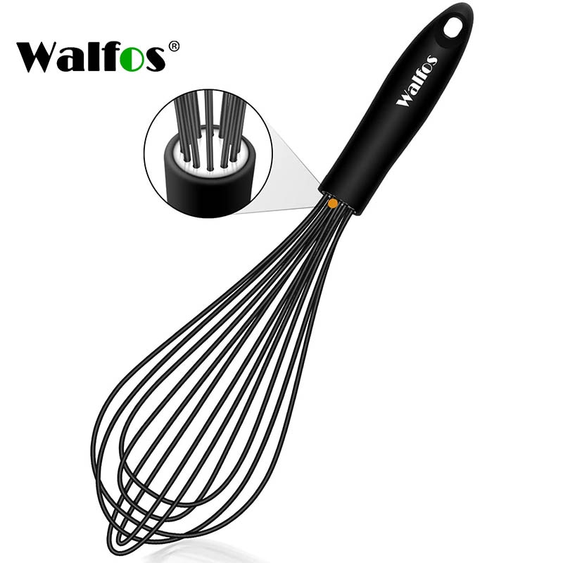 Walfos Silicone Whisk Stainless Steel Wire Whisk Heat Resistant Kitchen Whisks For Non Stick Egg Foamer Stirrer Kitchen Tool|Egg Beaters| - AliExpress