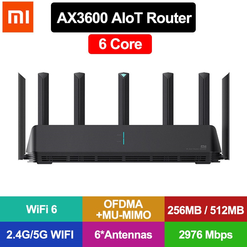 Xiaomi AIoT Router AX3600 WiFi 6 2.4G 5G 6 Core 2976Mbs Gigabit Rate Wireless Signal Amplifier Modem 6*Antennas MU MIMO Network|Wireless Routers| - AliExpress