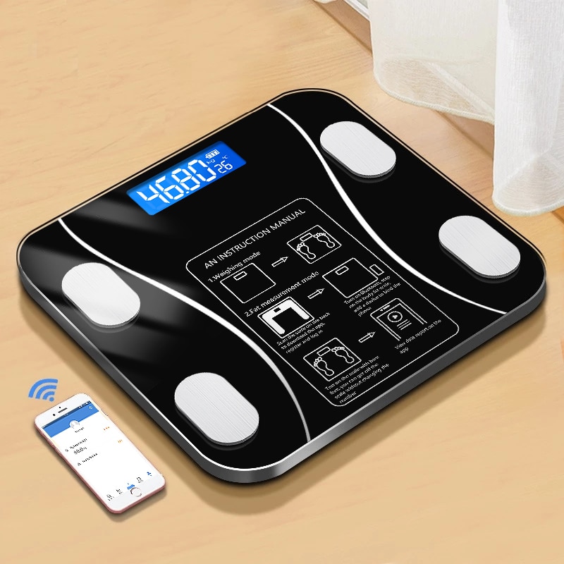 חכם סולם אמבטיה Bluetooth גוף שומן אלקטרוני משקל קנה מידה BMI גוף הרכב מים איזון דיגיטלי היקף רצפה|מאזניים לחדר האמבטיה| - AliExpress